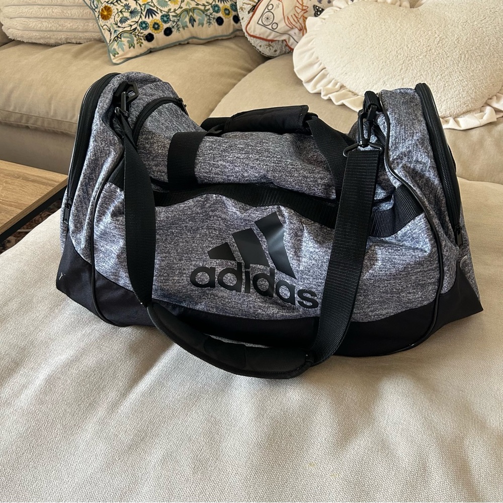 Adidas Gray and Black Duffel Bag